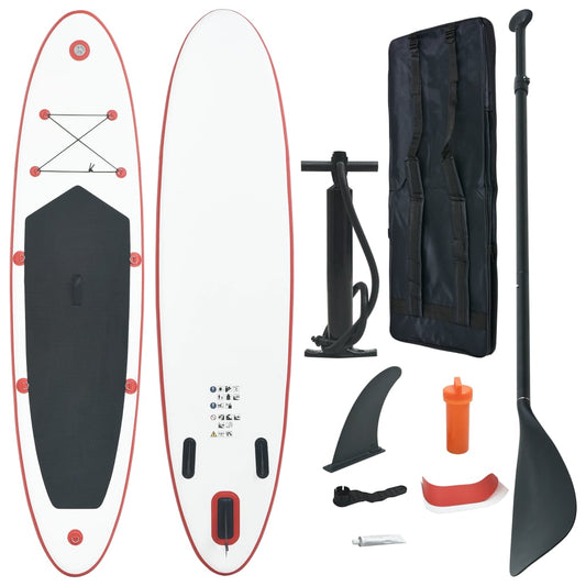 vidaXL Stand Up Paddle Board Set SUP Surfboard Inflatable Red and White - Ripple Boards