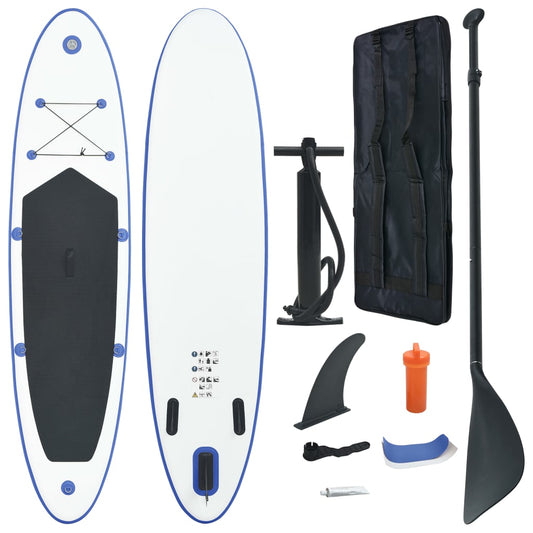 vidaXL Stand Up Paddle Board Set SUP Surfboard Inflatable Blue and White - Ripple Boards