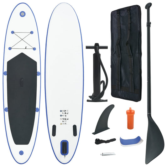vidaXL Stand Up Paddle Board Set SUP Surfboard Inflatable Blue and White - Ripple Boards