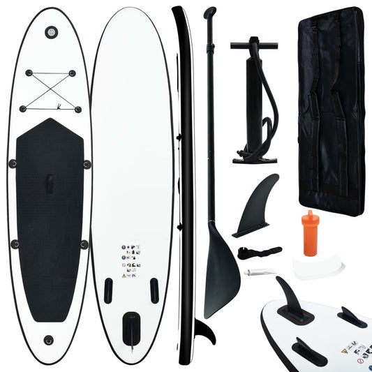vidaXL Inflatable Stand up Paddle Board Set Black and White - Ripple Boards