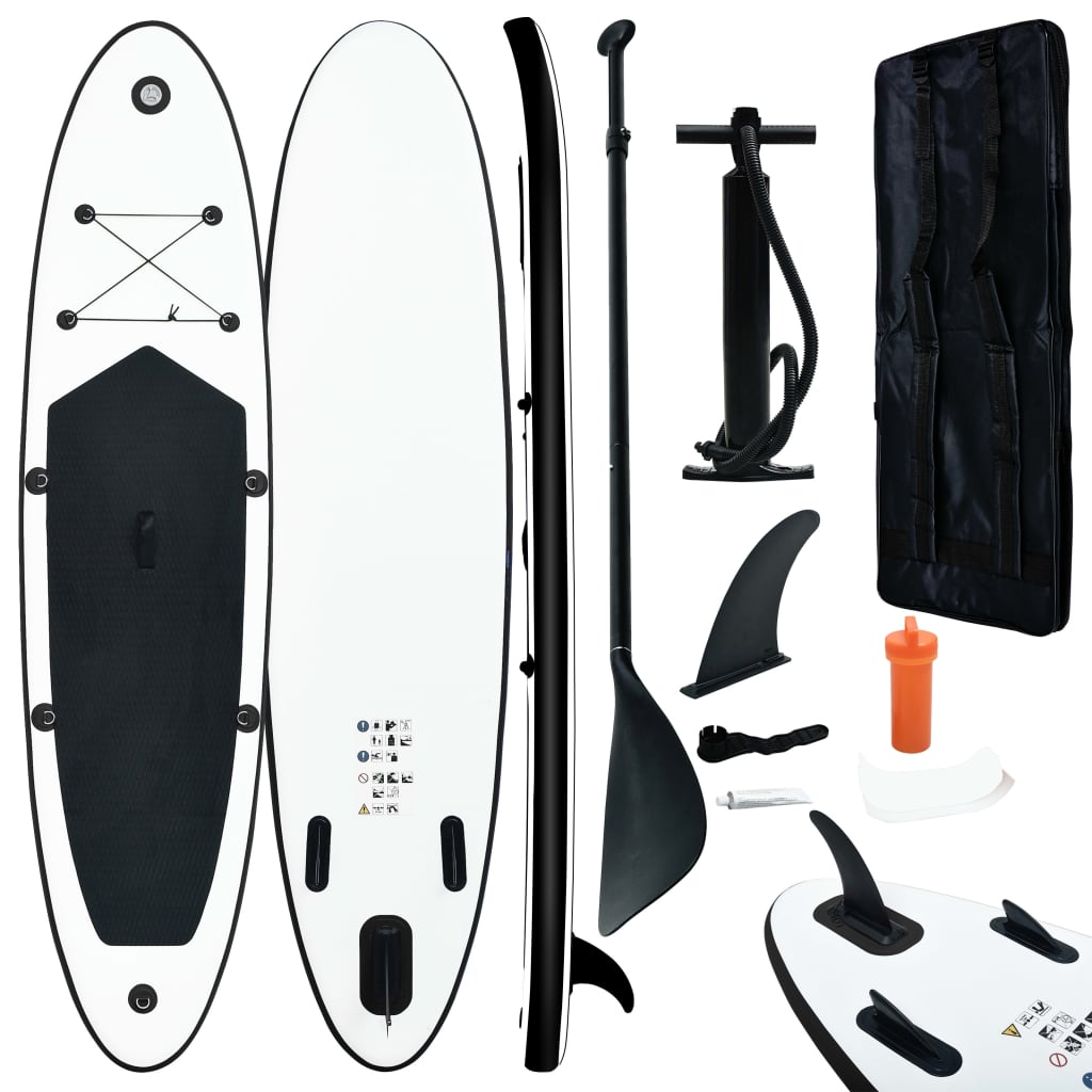 vidaXL Inflatable Stand Up Paddle Board Set Black and White - Ripple Boards