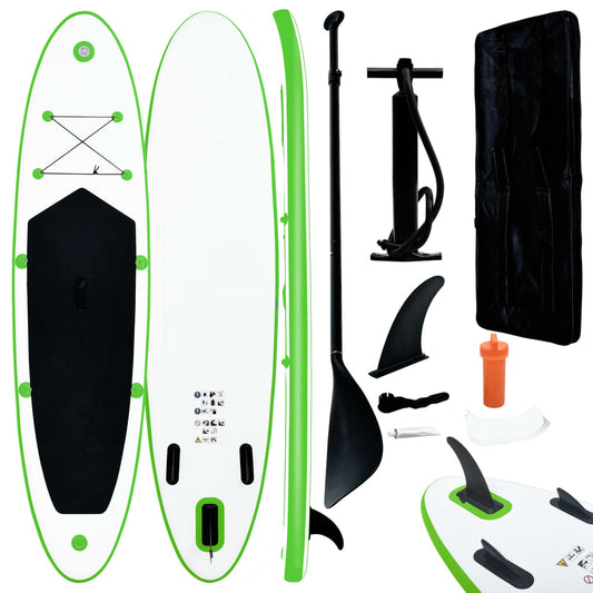 vidaXL Inflatable Stand Up Paddle Board Set Green and White - Ripple Boards